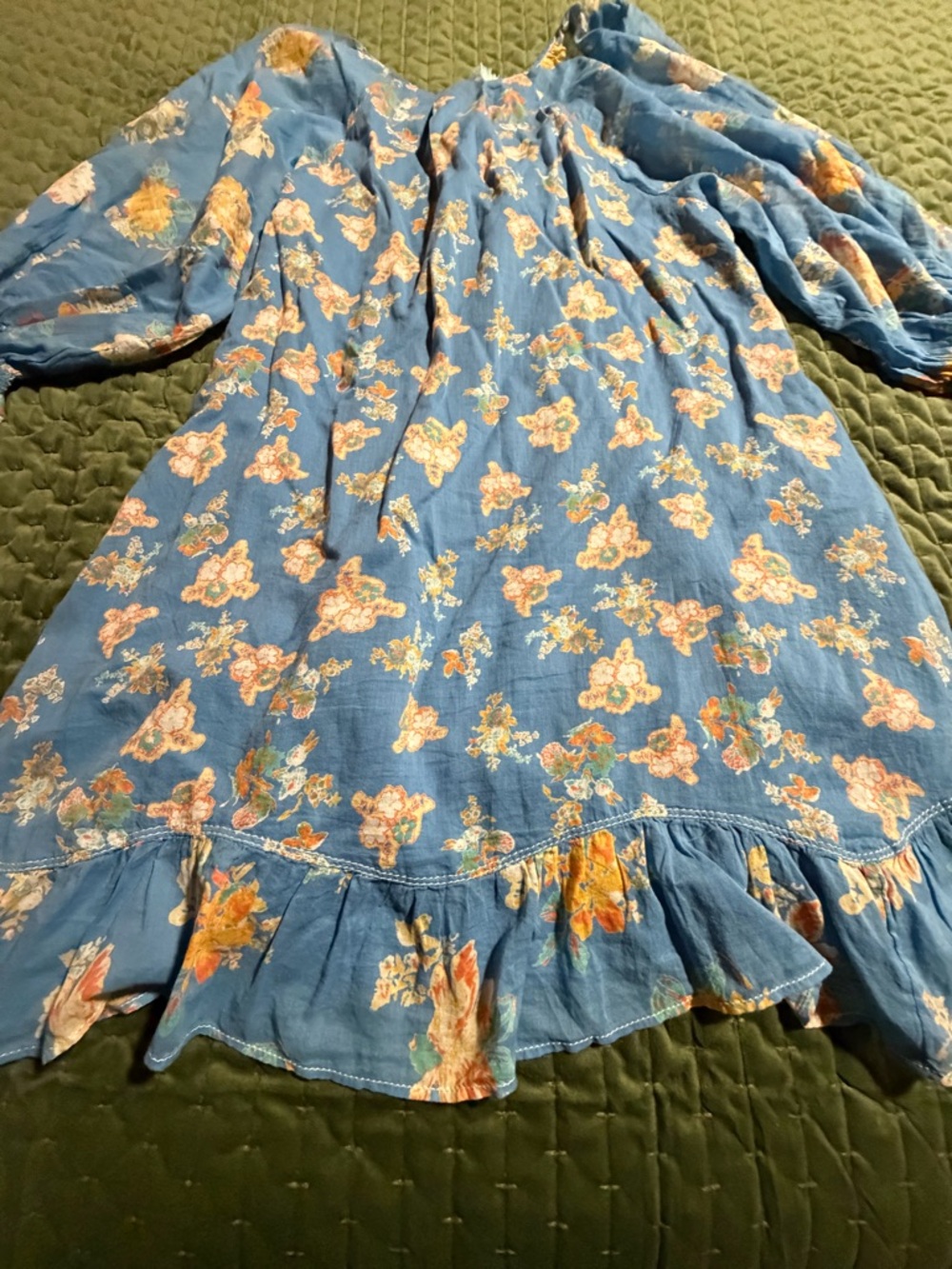 Free People Camella Floral Print Smock Mini Dress blue size XS - Picture 13 of 13